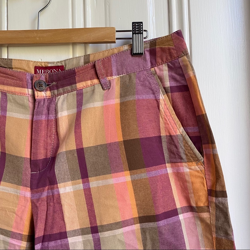 Merona Orange Plum Plaid Bermuda Shorts - Picture 2 of 7